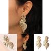 Metal Leaf Earrings With Gold Coating And Bold Design For Women