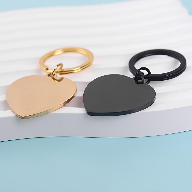 WTEMPO 2 szt. Stal nierdzewna Gładki wisiorek w kształcie serca Pusty tag w kształcie serca DIY Brelok + Łańcuszek na klucze Możliwość grawerowania Walentynki Pamiątkowy prezent
