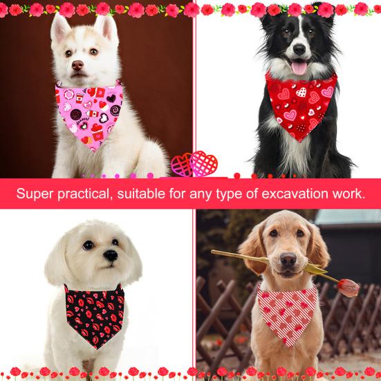Valentine's Day Dog Bandana Dog Heart Prints Cute Triangular Bib with Love Pet Scarf for Small