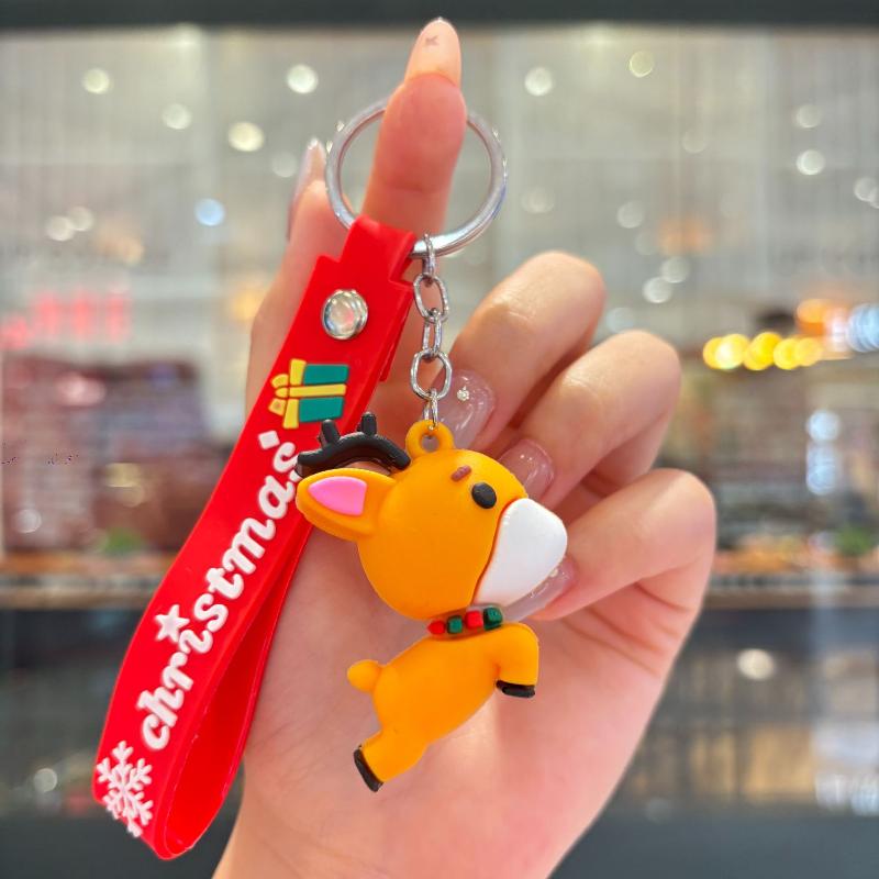 2Pcs Cartoon Cute Santa Claus Tree Keychain Christmas Party Decoration Bag Ornaments Car Key Pendant Exquisite Small Gift