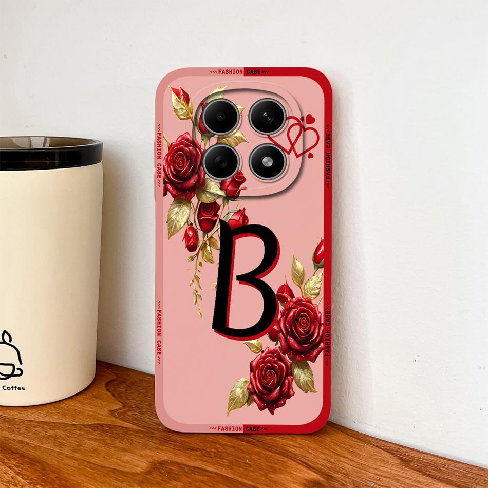 Case For Poco M8 Pro / Poco M5 M5S Fashion Rose Letters Soft Liquid Silicone Phone Shell For Poco M 8 M 5 Lightweight Funda
