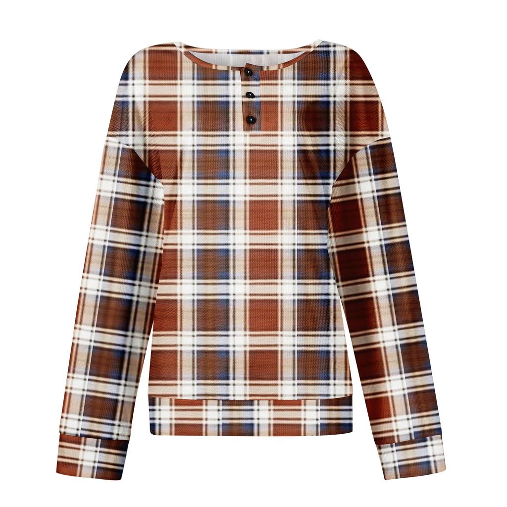 Women's Casual Shirts Long Sleeve Tops Button Up V Neck Loose Knit Fall Favorites For Women