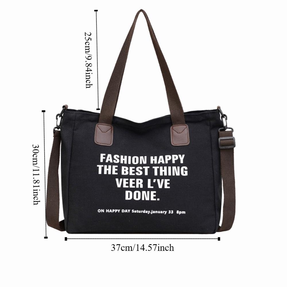Storage Pouch Letter Canvas Shoulder Bag Large Capacity Casual Women Tote Bag Soft Underarm Bag Versatile Canvas Handbag Travel