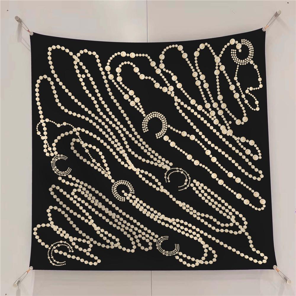 Silk Scarf Women Fashion Printed Square Scarves Head Echarpes Silk Foulards Femme Wraps Beach Shawls Bandana Lady Hijabs 90CM