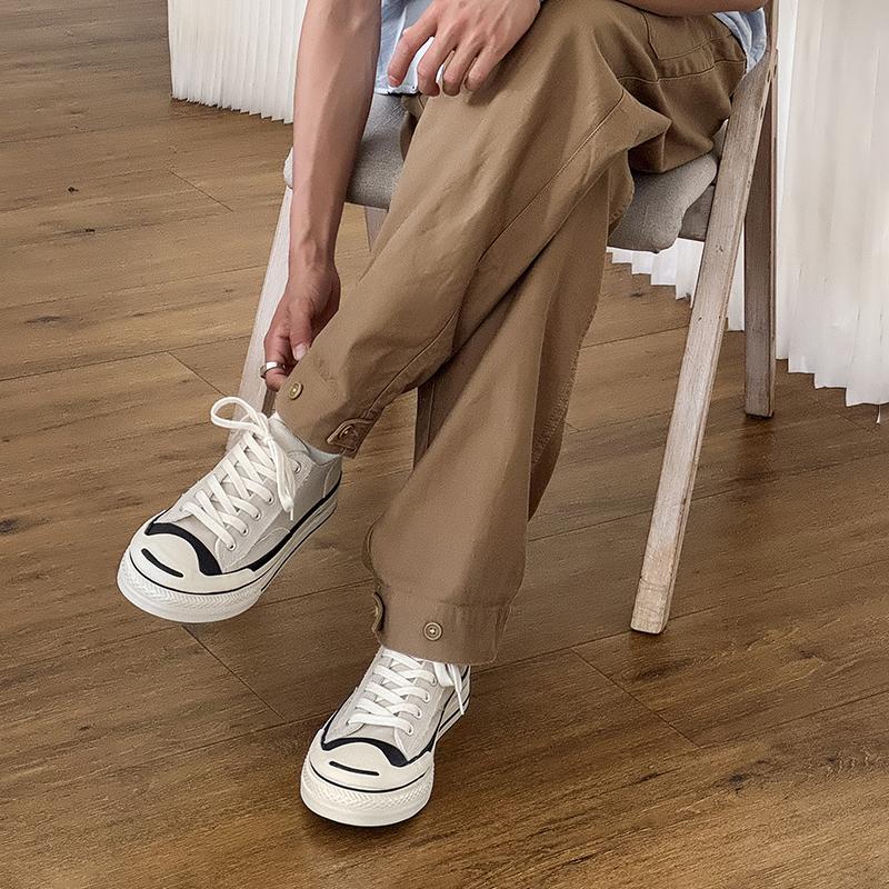 HKDQ Classic White Canvas Shoes Unisex Platform Vulcanization Sneakers Men Women Breathable Casual Sneakers Men's Sports- Shoes*