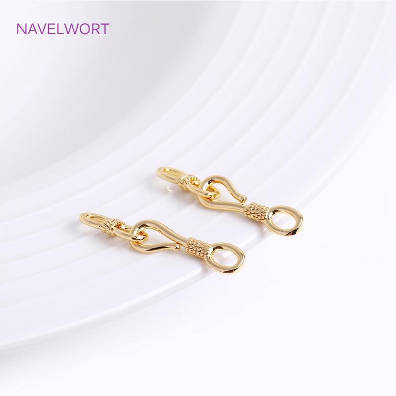 18K Gold Plated S Shaped End Connector Clasps For Jewelry Making, DIY Bracelet Fasteners Clasp Hook