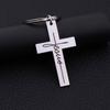 Men's Stainless Steel Cross Keychain with Inspirational Engraving