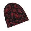 Red On Black Paisley Modern Adult Beanie Designed To with Laid Back Street Style or Elevate Simple Outfits with Understated Edge