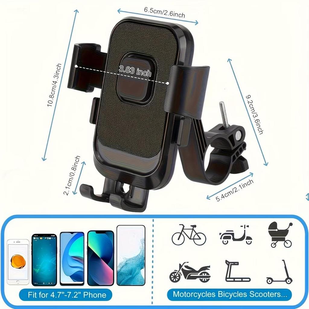 Bike Phone Holder, Heavy Duty Anti-Vibration Handlebar Mount, Universal Cell Phone Bracket for iPhone Samsung All Smartphones