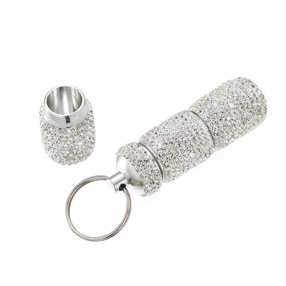 Waterproof Cute Pill Storage Box Rhinestone Organizer Bottle Pendant Travel