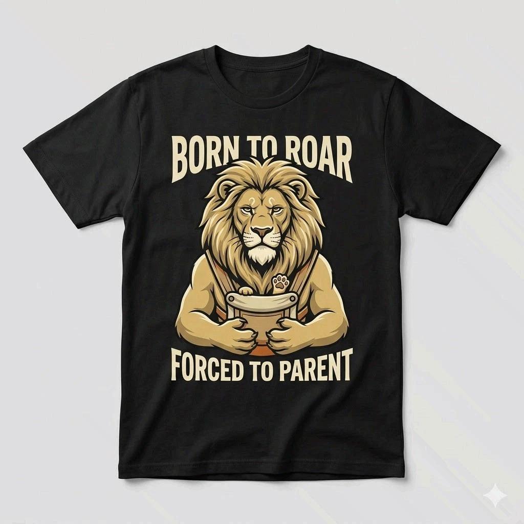 Born To Roar Forced To Parent Lion Dad Shirt New Dad Gift Tee M
