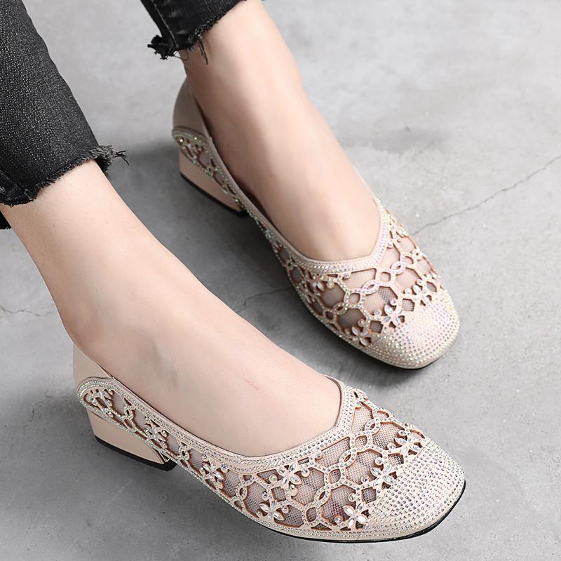 Fashion GKTINOO 2025 Summer Fashion Pumps Cut-outs Women Crystal Casual Ladies Shoes High Heels Tenis Feminino Genuine Leather Sandals
