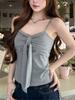 Sexy Damen-Camisole mit integriertem BH und Schleifen-Trägern, Perfekt zum Drunter- oder Drübertragen, Schönes Rückendesign