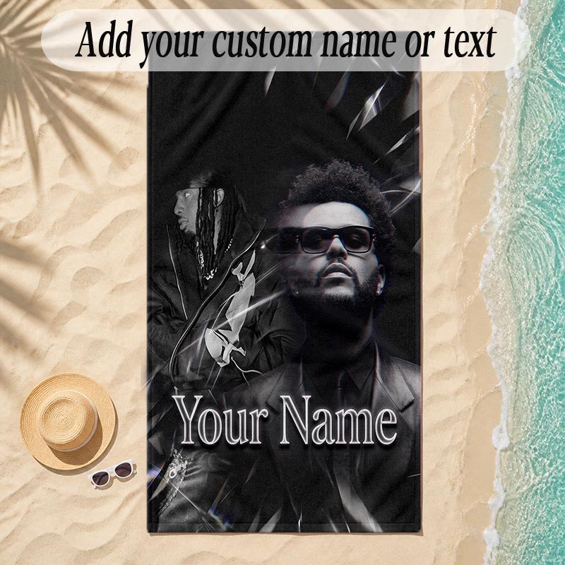 Beach TowelThe Weeknd Custom Name Text Personalized Soft Towel for Beach Pool Indoor Home Decor Gift