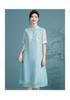New Chinese Style Silk Dress with Embroidered Organza and Mulberry Silk for Summer