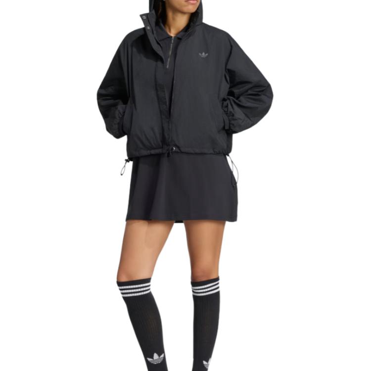Adidas Originals Lightweight Logo Hooded Loose Fit Zip-Up Long Sleeve Jacket Women jackets KW7393