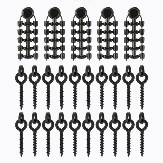 70Pcs/Set Carp Fishing Accessories Set with Storage Box Portable Round Oval Ring Screws Swivels Black Blocking Beans Carp Fishing Gear Equipment Kit