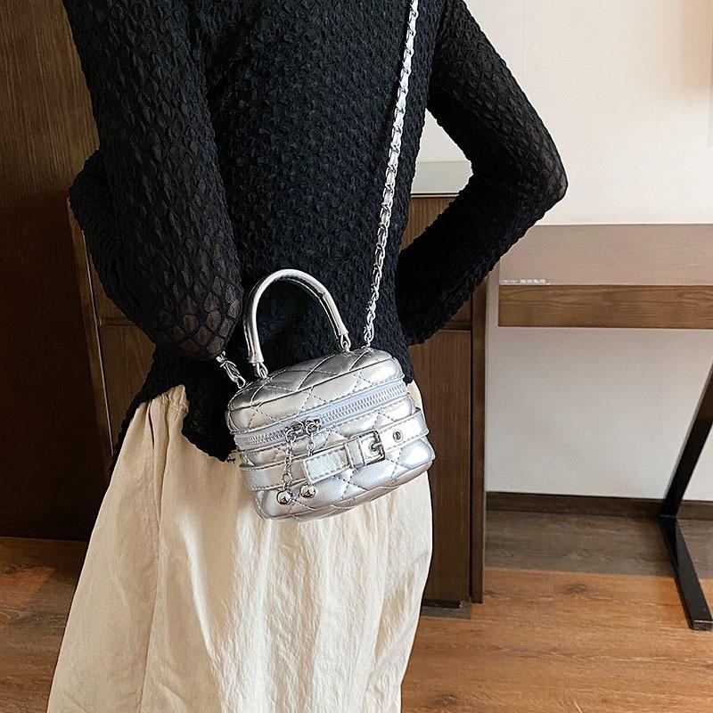 Modern Chic Korean Chain Quilted Bucket Bag For Women 2023 New Trendy Shoulder Crossbody Handbag