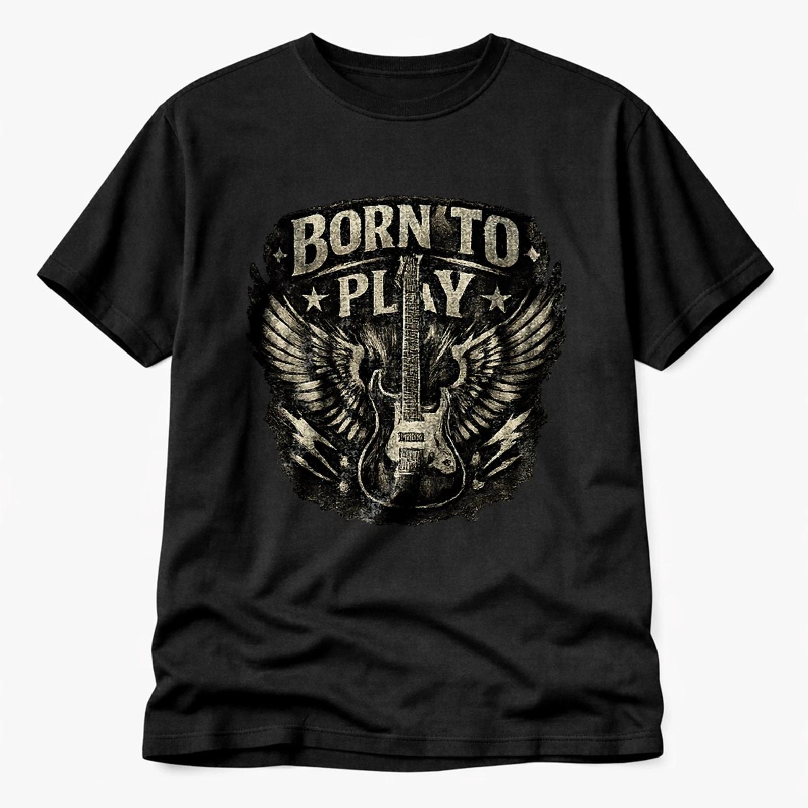 Born To Play Guitar T Shirt Rock Metal Musician Gift Unisex Tee M