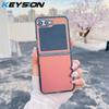 KEYSION Custodia per telefono colorata con gradiente laser alla moda per Samsung Z Flip 6 5 5G Cover posteriore antiurto in TPU+PC per Galaxy Z Flip 7 FE
