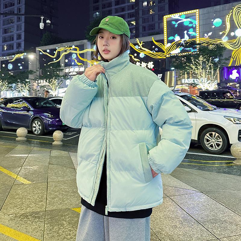 Мужская зимняя свободная повседневная хлопковая куртка с воротником-стойкой для пар — фото 7