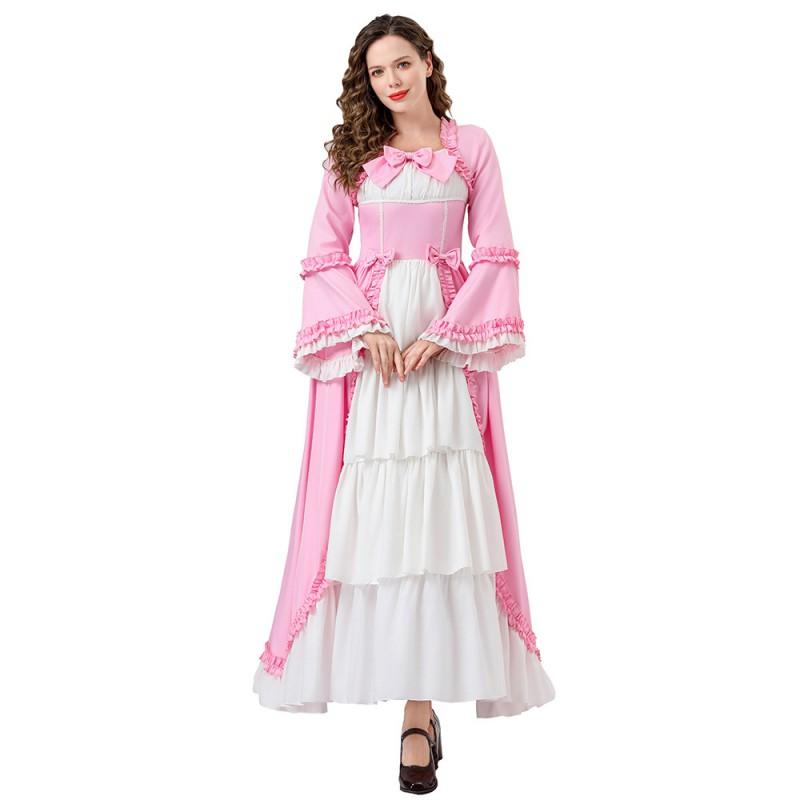 Medieval Renaissance Costume Dress Women Cosplay Party Halloween Outfit In Black Green Red Pink