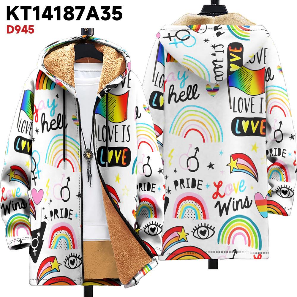 

2025 новая куртка многоцветный узор элемент молния кардиган с капюшоном утолщенный зимний флис трендовый хлопковый костюм 4XL