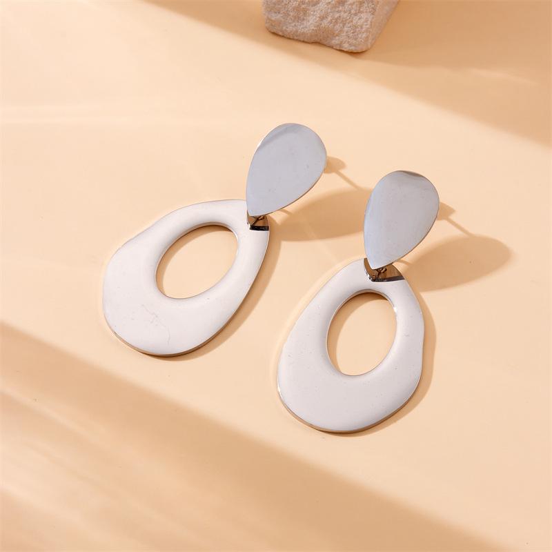Gold Irregular Drop Earrings Hollow Oval Dangle Earrings for Women