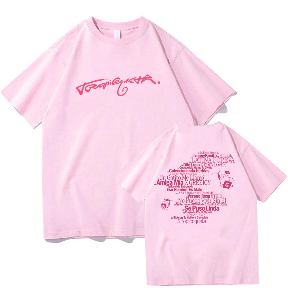 Karol G Tropicoqueta Tracklist Tee Vintage Karol G Cotton T-shirts Men Women's Hip Hop Gothic Short Sleeve T-shirts Clothing Y2K