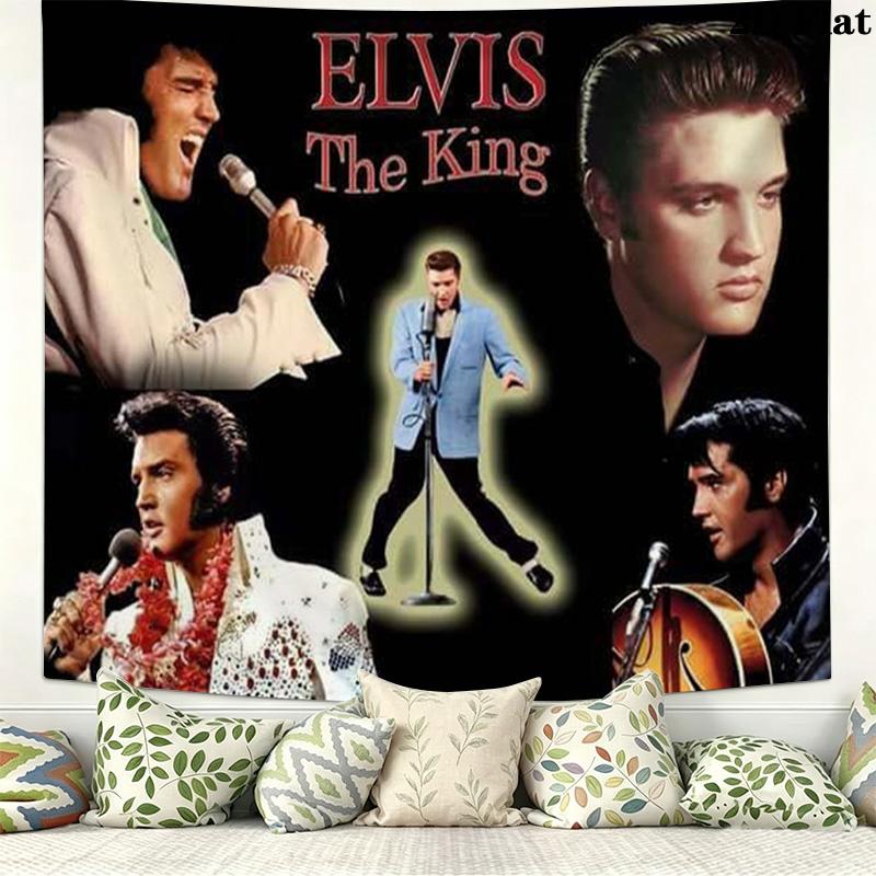 Elvis Poster Wall Tapestry Aesthetic Wall Hanging Printed Fabric Blanket Decorative Tapestries for Bedroom Living Room Home Decor