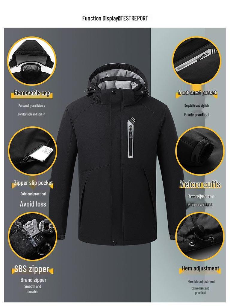 Smart Heated Hooded Ski Jacket - Warm, Thick Cotton for Winter Sports