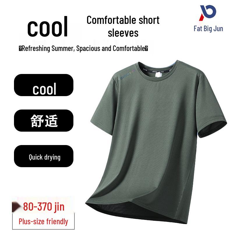 Herren Plus Size Leichtes Rundhals-Kurzarm-T-Shirt