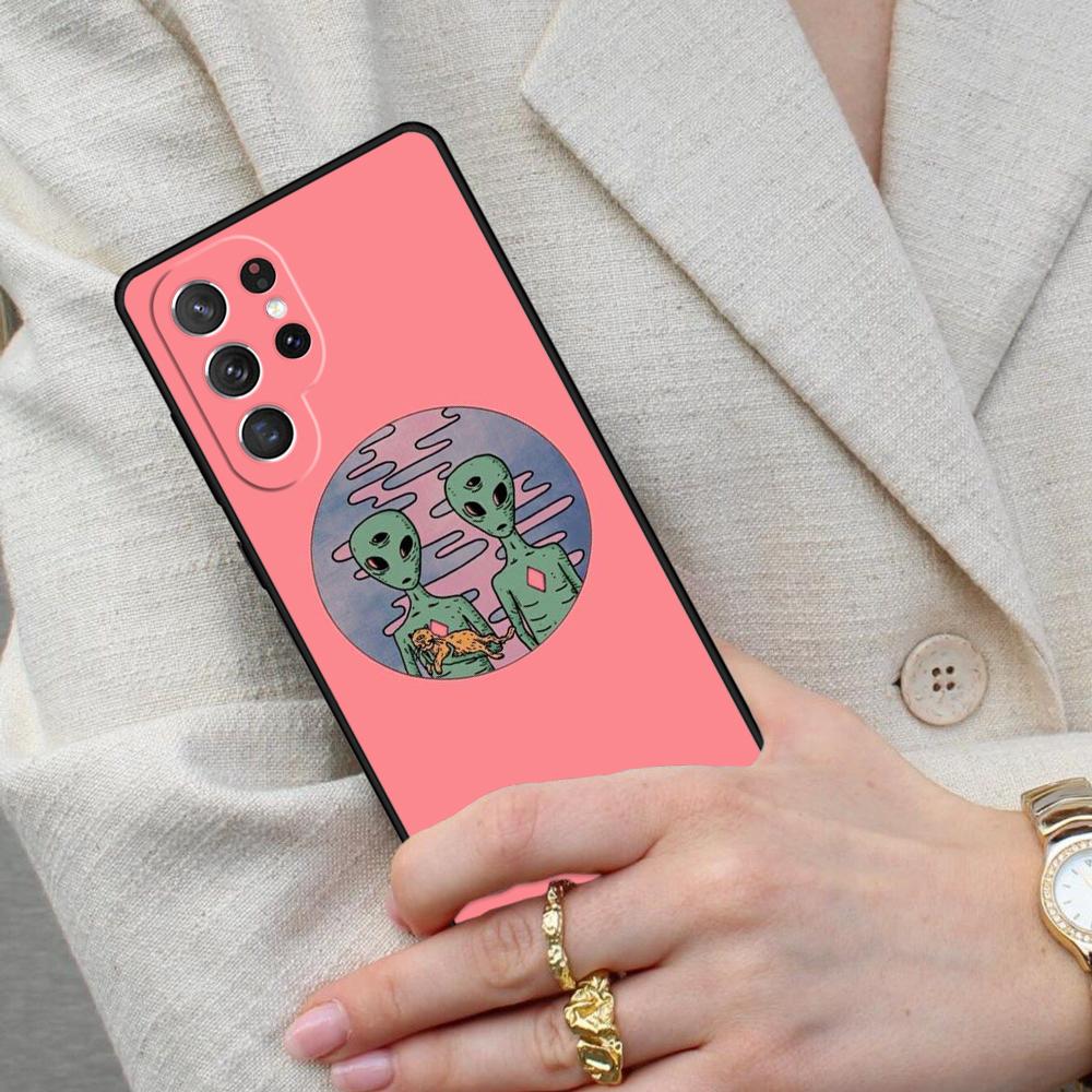 Aesthetics Cartoon Alien Space Funda Cell Phone Case for Samsung Galaxy S26 Ultra S25 S24 S23 S22 S21 S20 Note10 Cover