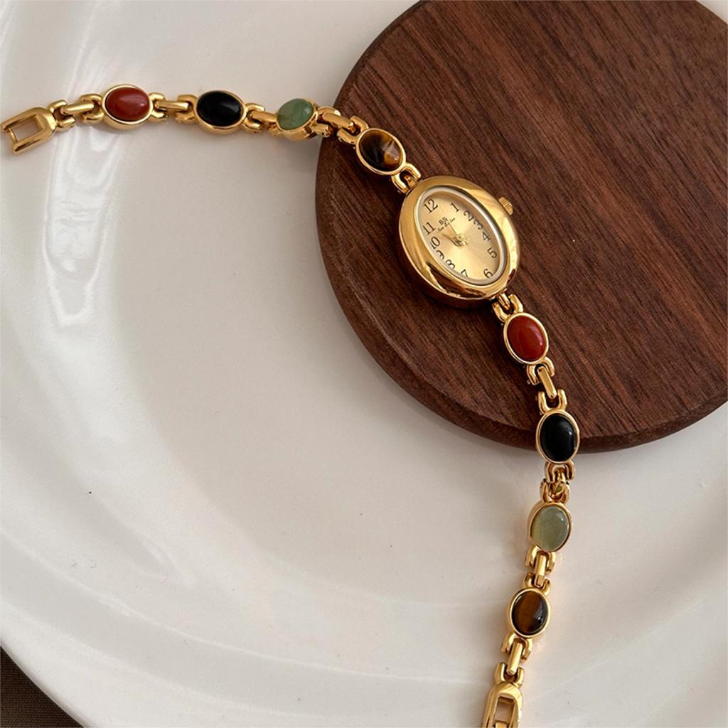 Luxe Vintage Dameshorloges Natuurlijke Jade Multi Schat Armband Polshorloge Waterdichte Horloges Voor Vrouw Cadeaus