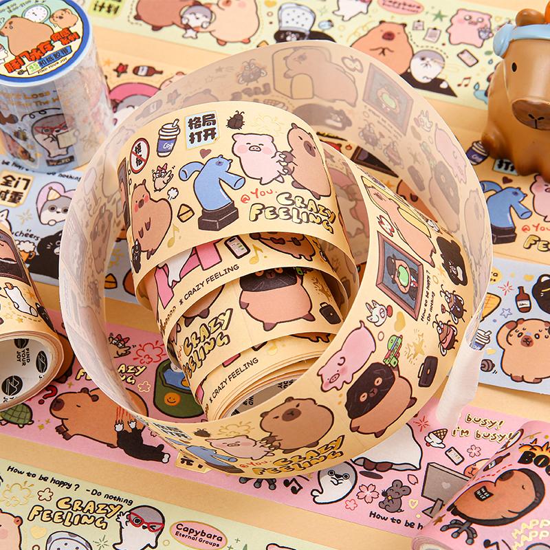 2m Cartoon Animal Theme Washi Tapes Cute Sticker Decorative Collage Adhesive DIY Scrapbooking Hand Made Masking Tape Stationery