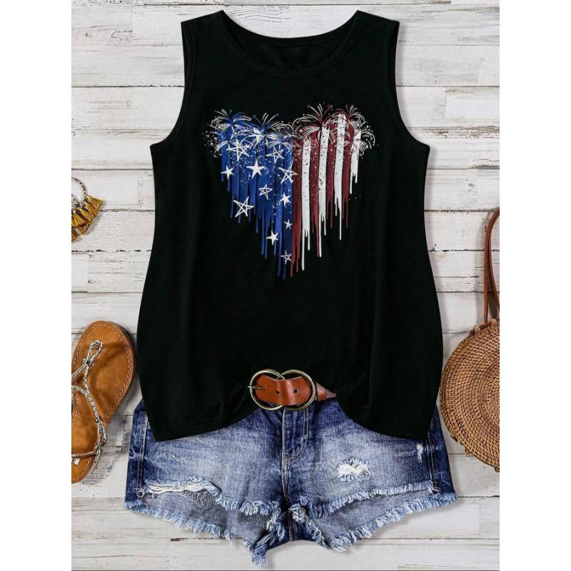 

Women s summer vest, women s flag printed suspender, beach vest, women s clothing 5XL