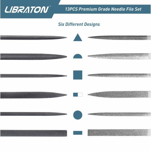 LIBRATON 12-Piece File Set, Includes Diamond Files, Precision Iron Files, Woodworking Files, Knife Sharpening Files, Round Files, Triangular Files, Fl