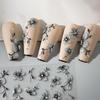 5D Black Glitter Nail Stickers Watercolor Blooming Nail Manicur Spring Floral Adhesive Transfer Decals Slider Nail Art Decor