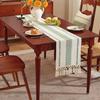 Yousheng Nordic Style Table Runner Color Block Design Easy To Clean Table Flag with Tassel Christmas Dinner Table Accessory