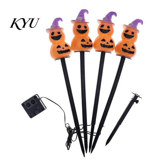 Weather Resistant Garden Lamp 4Pcs/Set Halloween Solar Ghost Stake Light, 4-in-1 Pumpkin with LED Lights, Waterproof Decorative for Outdoor