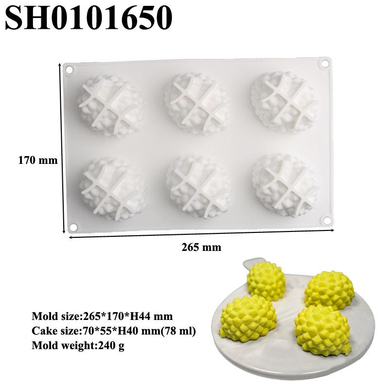 3D Fruchtmousse Silikon Kuchenformen: Birne, Apfel, Ananas, Pfirsich, Durian, Himbeere.