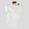 INCERUN Men Cutout Short Sleeve Irregular Patchwork Mesh Fitted T-shirts Tops