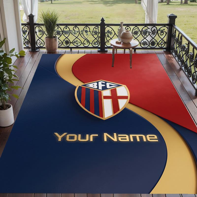 Custom Text Printed Rug Bologna FC Non Slip Floor Carpet For Home Room Decor