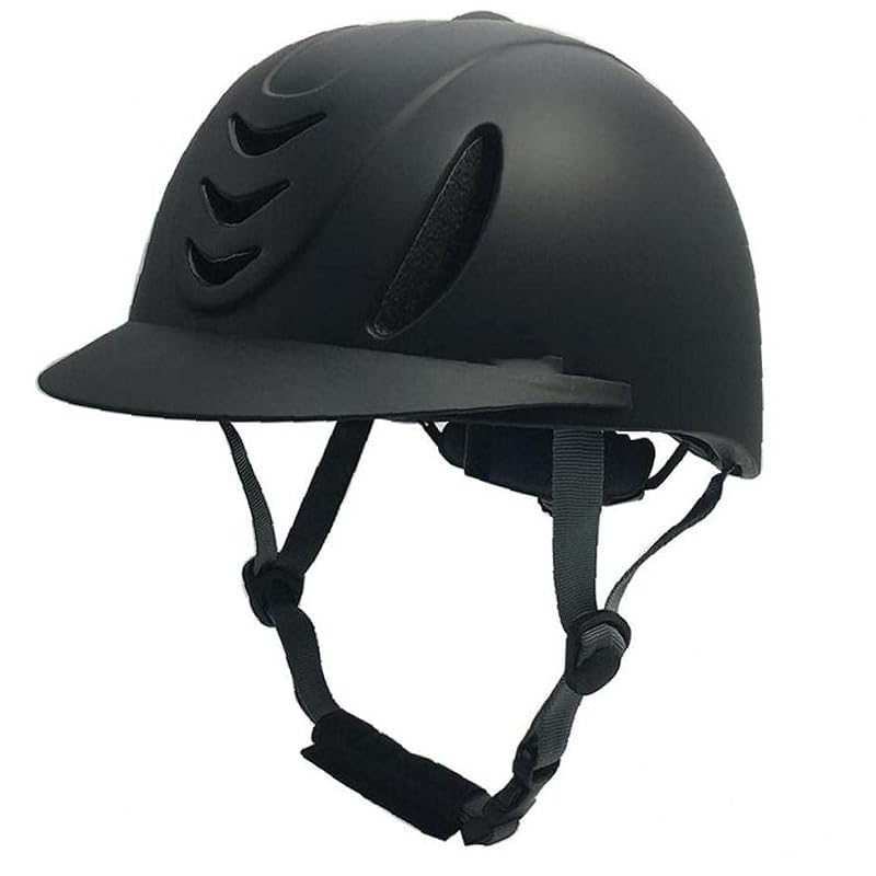 Equestrian Helmet, Adjustable Size 56-61cm, Breathable, Durable, with Strap, Riding Cap, Black