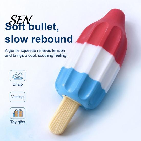 Squishy Toys for Adults Rocket Ice Cream Squeeze Toy, Cute Popsicle Shape Fidget Soft Anxiety Relief Gifts Rebound Stress Ball Relief, Gift Kids Desk