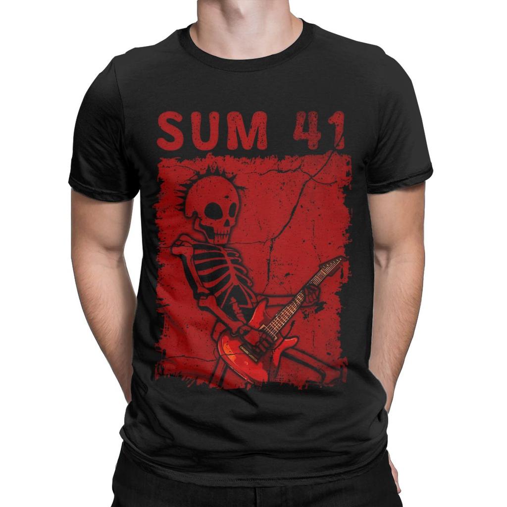 Skull Sum 41 T Shirt Men's Pure Cotton Casual T-Shirts Round Neck Tees Short Sleeve Tops Birthday Present