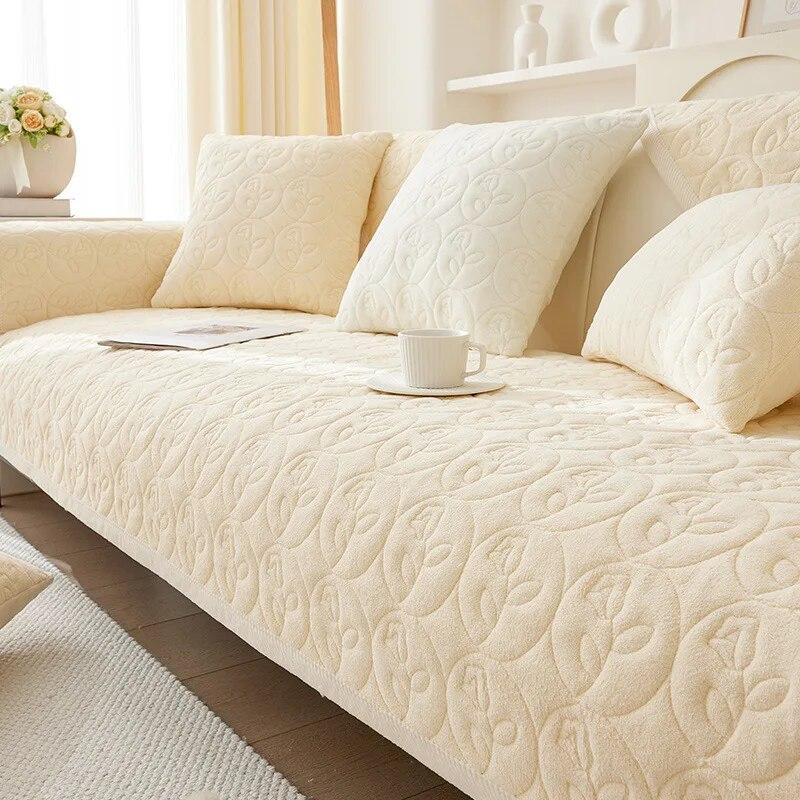Plush Sofa Cushion  New High-end Non-slip Cushion Winter Cream Wind Thickened Sofa Cover Cover Cloth