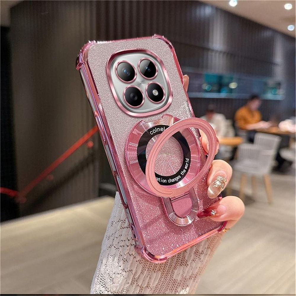 For Honor Magic 8 Lite Glitter 4-Point Anti Fall Plating Kickstand Phone Case For Honor Magic 8 7 6 5 Lite Pro Magnetic Cover