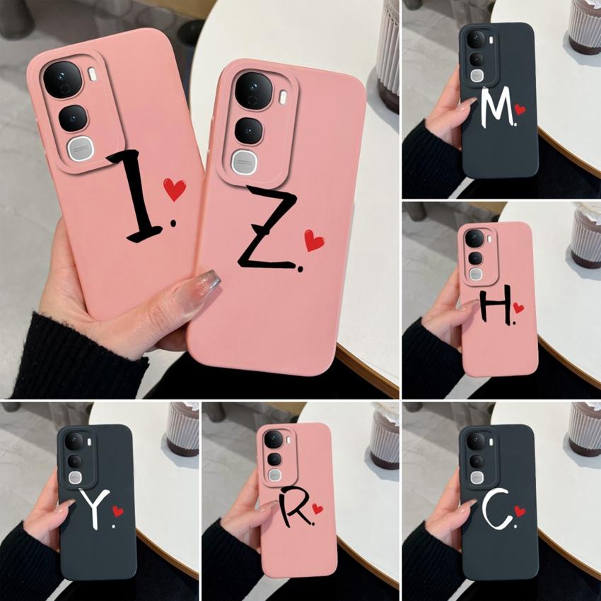For Vivo Y400 Pro Y100 Y200e Y02 Y03 Y04 Y28 Y29 Y29S Cute Art Letter Phone Case Lens Protection Liquid Silicone Shockproof Soft Covers For Vivo Shell