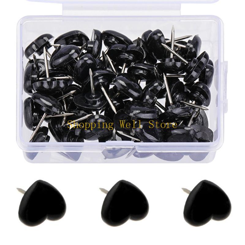 KX4B 50/100/150Pcs Heart Push Pins Cork Notice Board Drawing Pins Map Pin for Office